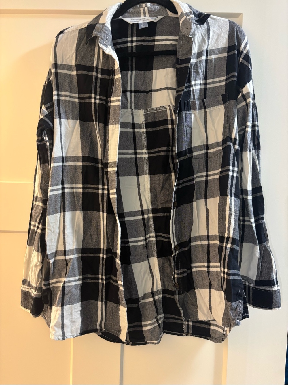 Old Navy Black and White Plaid Button-Down Shirt